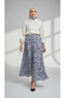 Long Satin Flared Skirt - Elastic Waist Detail - 2