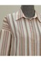 Embossed Striped Single-Pocket Oversized Shirt - Brown - 4