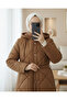 Beli Belted Front Snap Button Hooded Lined Long Quilted Coat - Tan - 3