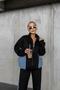 Women's Oversized Zip-Up Tracksuit Set with Denim Detail, Sports Casual - 2