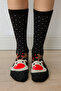 Men Women Kids New Year's Long Black Christmas Themed Gift Socks Set 4 Pcs - 2