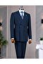 Italian Style Double Breasted Jacket Pant Suit Navy Blue T14136