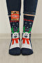 Men Women Kids New Year's Long Black Christmas Themed Gift Socks Set 4 Pcs - 7