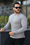 Men's Crew Neck Long Sleeve Gray Knitwear Sweater