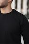 Men's Crew Neck Basic Long Sleeve Tight Black Sweat - 2