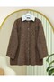 Bearded Jacket with Buttoned Front and Scarf Detail - Tan - 4