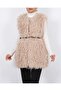 Fur-Lined Vest with Belted Side Pockets - Light Mink - 3