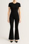 Women's Black Flared Leg High Waist Lycra Tightening Leggings Trousers - 2