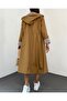 Quilted Lined Hooded Trench Coat with Tightened Waist -Tan - 6