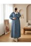 Buttoned Front Hooded Denim Cap with Epaulet Detail and Pockets - Ice Blue - 3