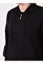 Large Size Hooded Zipper Pocket Detailed Black Cap - Black - Alia - 6