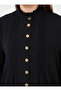 Large Size Aerobin Tunic with Ruffle Detail on the Collar - Black - Alia - 5