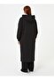 Large Size Hooded Zipper Pocket Detailed Black Cap - Black - Alia - 7