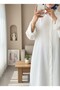 Oval Cut Karash Long Casual Tunic -White - 2