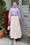 Women's Stylish Pleated Long Skirt Cream