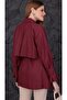 Women's Burgundy Hijab Mobile Belted Buttoned Poplin Tunic Shirt Comfortable Fit - 3