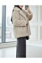 Double-Breasted Fringed Lined Single Button Fur Coat - Mink - 4