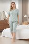 Women's Plus Size Short Sleeve Capri Bamboo Pajama Set - 3