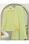 Top-Buttoned Drawstring Sleeve Crinkle Set - Light Yellow - 3