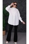 Women's Ecru Long Poplin Shirt Tunic Comfortable Fit - 5
