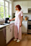 Women's Comfortable V-Neck Short Sleeve Viscose Pajama Set Wide Leg Durable Material and Stylish - 3
