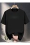 Unisex Oversized Printed Cotton Crew Neck Short Sleeve Black T-Shirt Mixed Mountain - 2