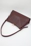 Woman's Burgundy Belt Strap Suede Zippered Faux Leather Hand and Shoulder Bag - 4