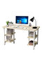 Multi-purpose study table with storage shelf and bookshelf, 120*60*77cm