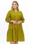 Apsen Women's Khaki Plus Size V-Neck Buttoned Skirt with Ruffles Midi Length Linen Dress 4483/105 - 8