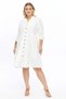 Apsen Women's Ecru Plus Size V-Neck Buttoned Skirt with Ruffles Midi Length Linen Dress 4483/105
