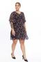 Apsen Women's Floral Print Angel Sleeve Plus Size Chiffon Black Dress 4496-100 - 7