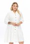 Apsen Women's Ecru Plus Size V-Neck Buttoned Skirt with Ruffles Midi Length Linen Dress 4483/105 - 2