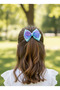 Mint Blue Bow Buckle, Handmade Special Day Grosgrain Ribbon Children's Latest Trend Purple Bow Buckle with Clip