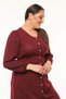 Apsen Women's Burgundy Long Sleeve Elastic Waist Button Detailed Knitwear Dress 4482-105 - 2