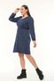 Apsen Women's Navy Blue Long Sleeve Elastic Waist Button Detailed Knit Dress 4482-105 - 5