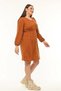 Apsen Women's Tan Long Sleeve Elastic Waist Button Detailed Knit Dress 4482-105 - 5