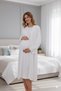 Women's Ecru Double-Breasted Cotton Lace Detailed Maternity Nightgown-Dressing Gown Set of 2 - 3