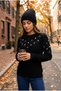 Women's Black Floral Embroidered Cotton Knit Sweater Standard Size (Fits Sizes S and m)
