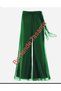 Women's Emerald Green Chiffon Loose Blouse Pants Suit - 3