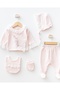 Flower Embroidered Lace Detailed 5-Piece Organic Hospital Discharge Set for Baby Girl