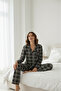 Luxury Viscose Plaid Women's Pajama Set – 42575 Black and White - 5