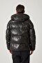 Black Olaf Men's Hooded Lined and Fibered Zippered Warm Genuine Leather Coat - 4