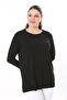 Women's Large Size Black Stone and Back Robe Lace Detailed Long Sleeve Blouse 65N37694 - 3