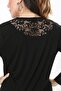 Women's Large Size Black Stone and Back Robe Lace Detailed Long Sleeve Blouse 65N37694 - 6