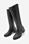 Women's Zipper Accessory Metal Heel Thick Heeled Boots Aneka Black - 2
