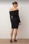 Women's Open Shoulders Open Shoulders Long Sleeves Body-Hugging Madonna Collar Mini Gathered Dress - 4