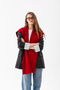 Unisex Boho Patchwork Knitted Shoulder Scarf - Square Patched Cotton Acrylic Knitwear Shawl - Red - 8