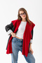 Unisex Boho Patchwork Knitted Shoulder Scarf - Square Patched Cotton Acrylic Knitwear Shawl - Red - 2