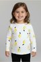 100% Cotton Lemon Printed Crew Neck Girl's T-shirt - White - 4