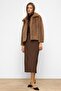 Reglan Sleeve Zippered Faux Fur Jacket Kamel 1012 - 6